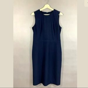 Ann Taylor Sheath Dress Navy Blue Sleeveless Sz 8